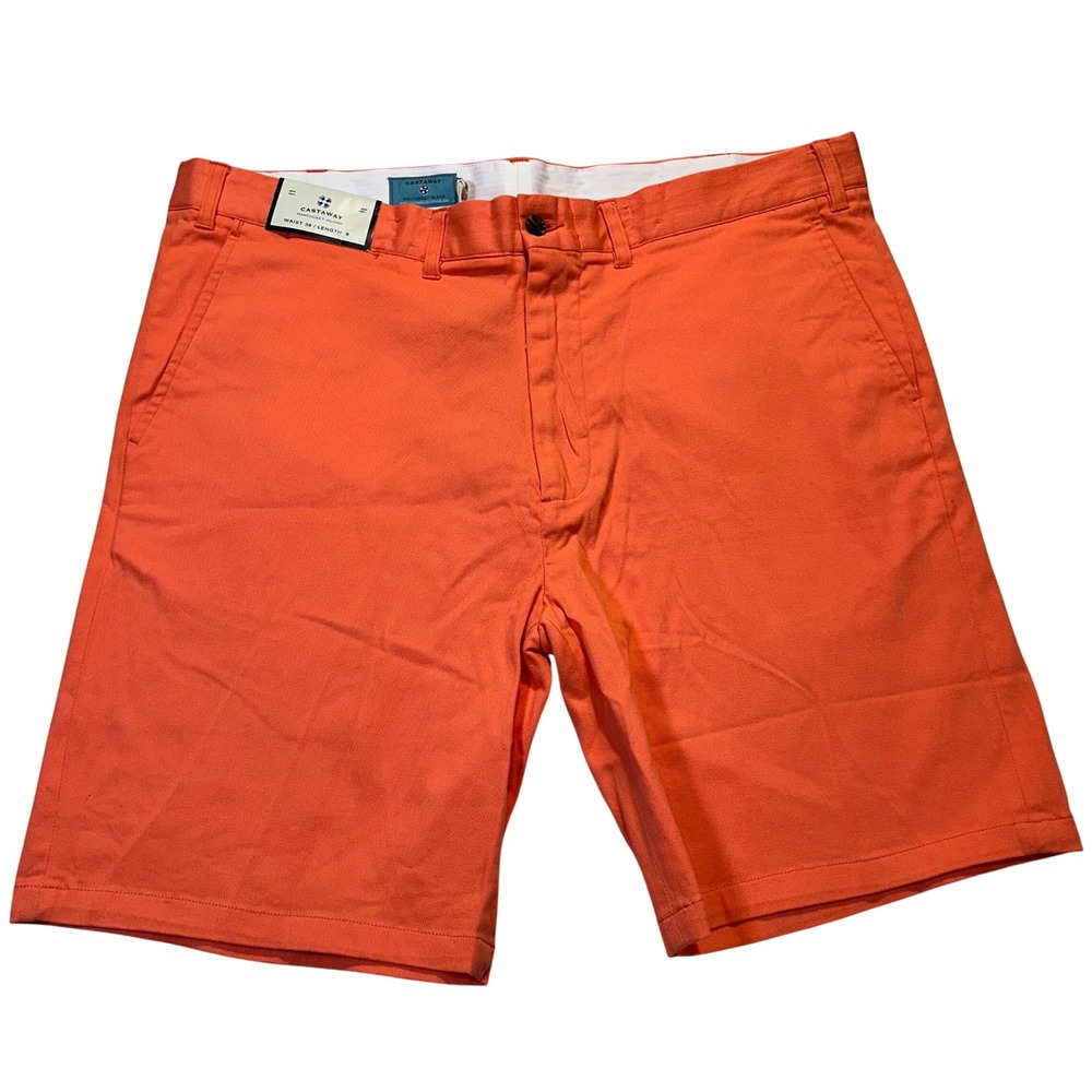 Castaway Cisco Shorts Mens 38 Coral Orange Stretch Twill Preppy Coastal